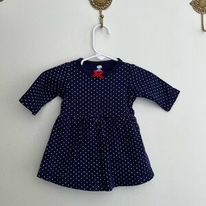 Hudson baby Navy Polka Dot Baby Girls Dress with Red Bow comfy and casual